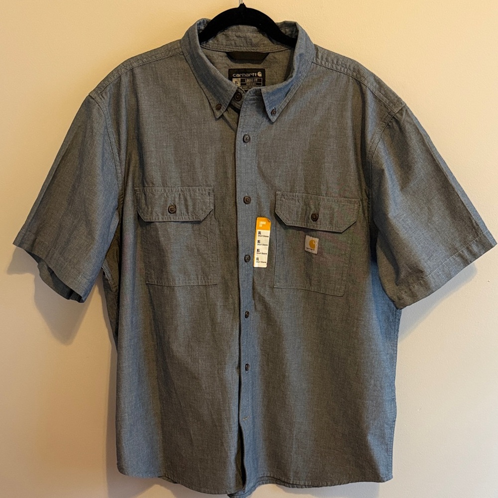 Carhartt Men's Casual Gray Loose Fit Button Down Shirt